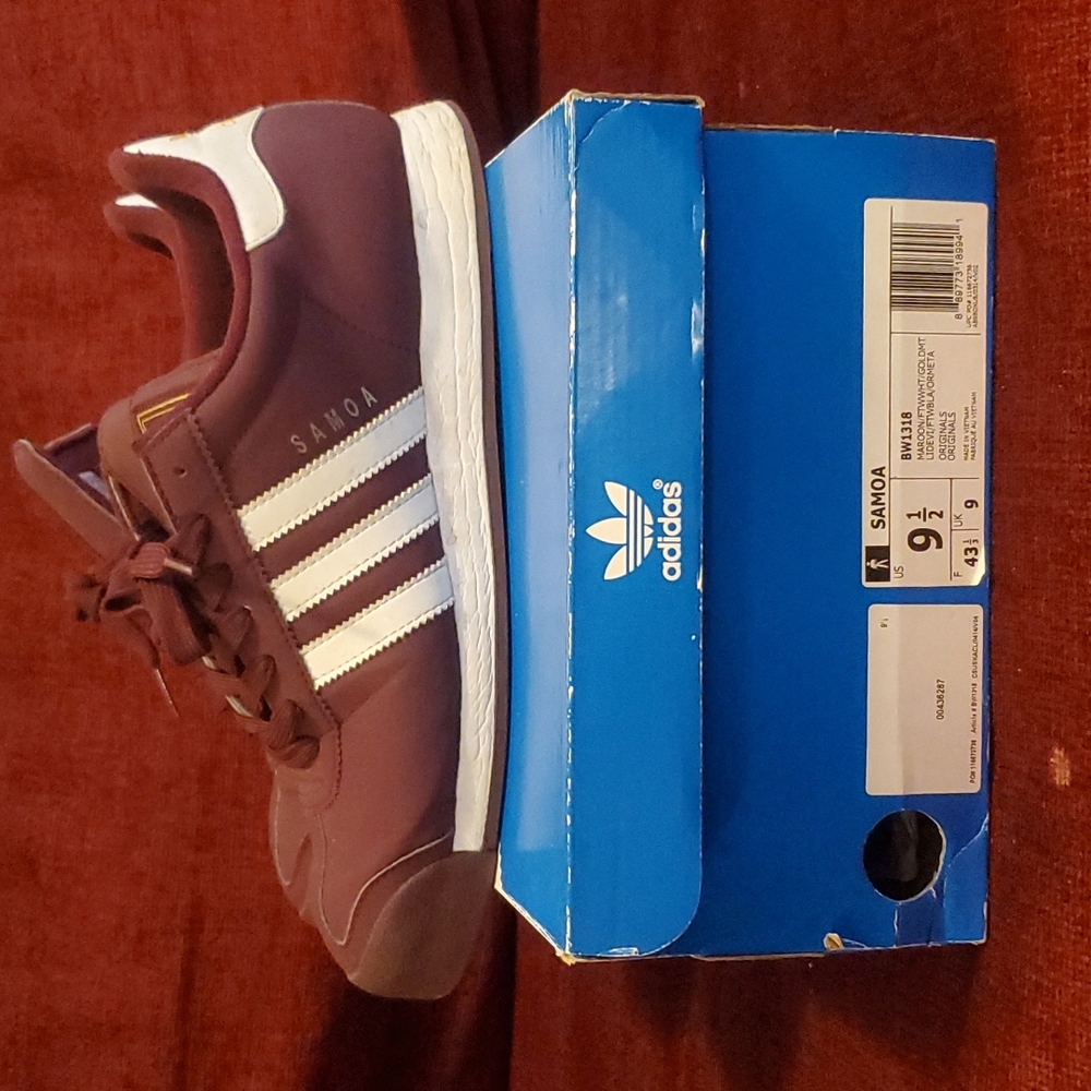 Adidas Samoa Maroon and White size 9.5
